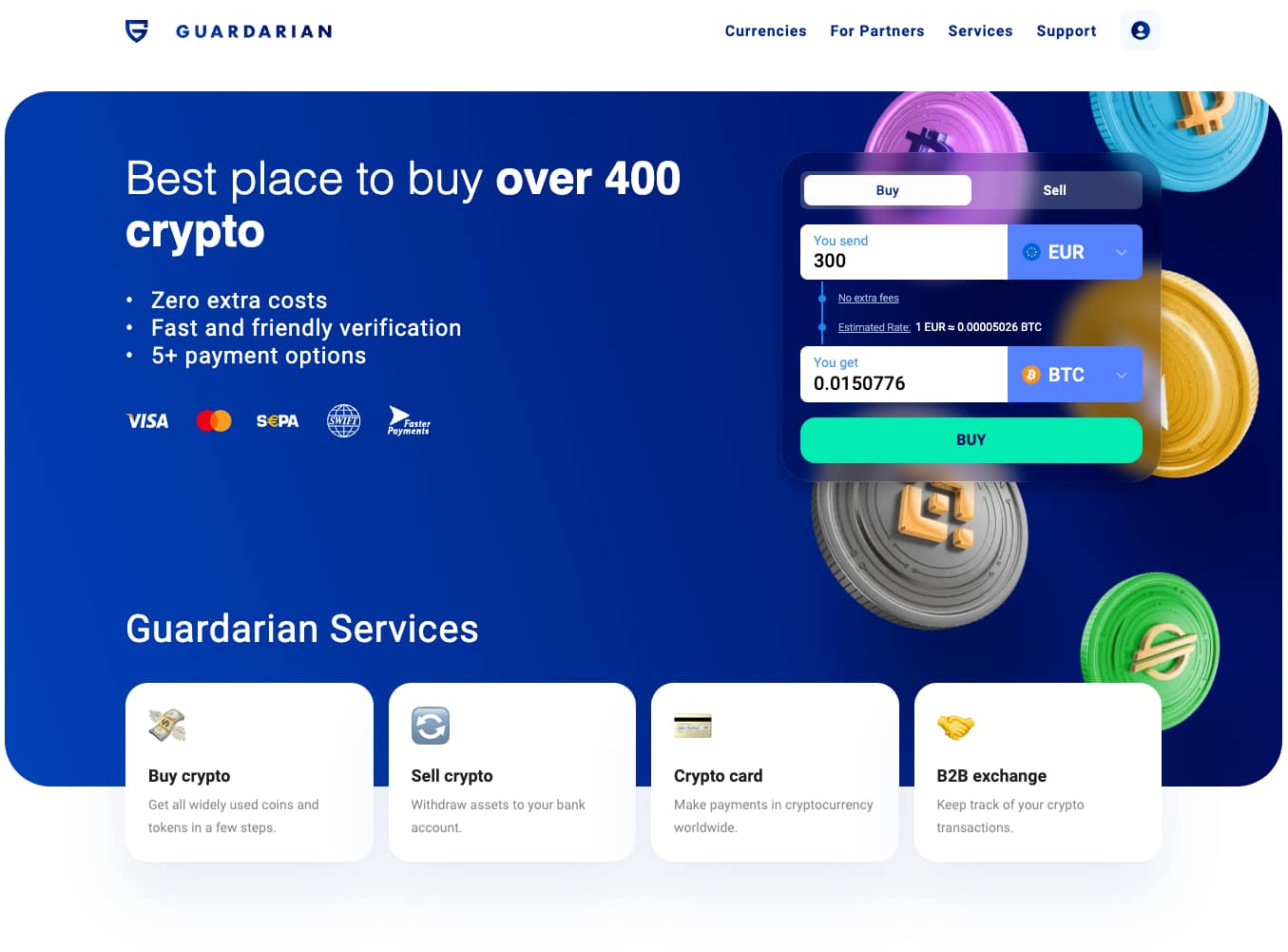 Guardarian Exchange: main page