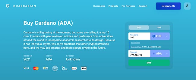 Cardano page on Guardarian. Solana vs Cardano: A Comprehensive Comparison of SOL & ADA