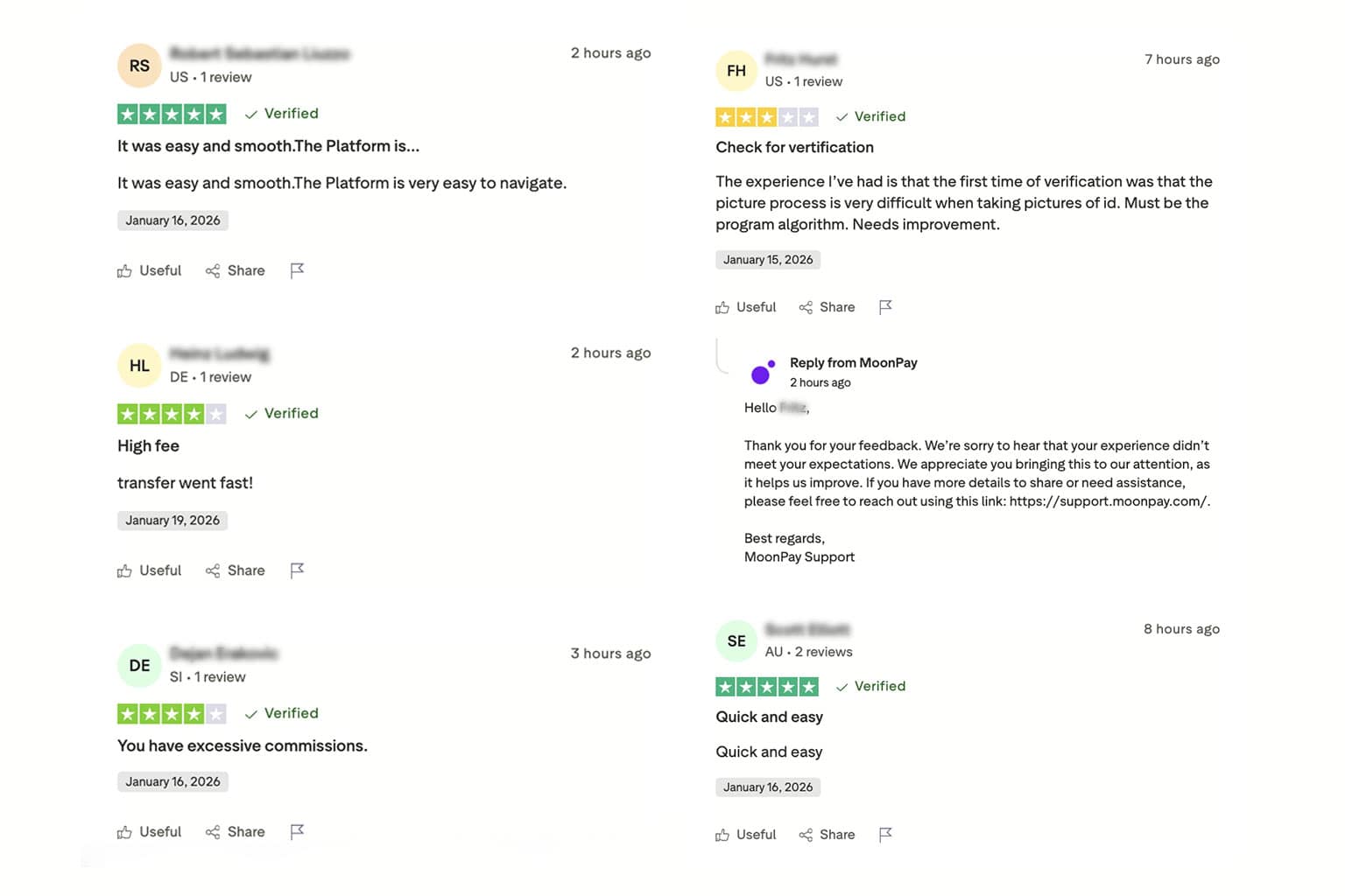 Moonpay Trustpilot reviews