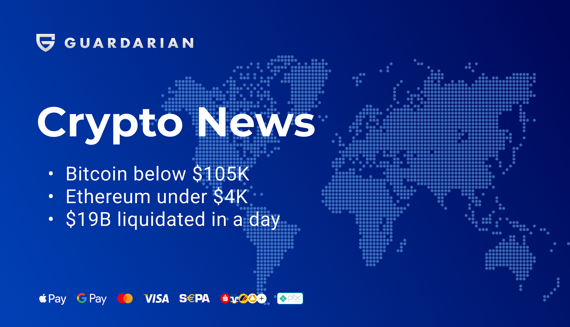 Crypto News. 2025. Bitcoin below $105K. Trump tariffs shock crypto